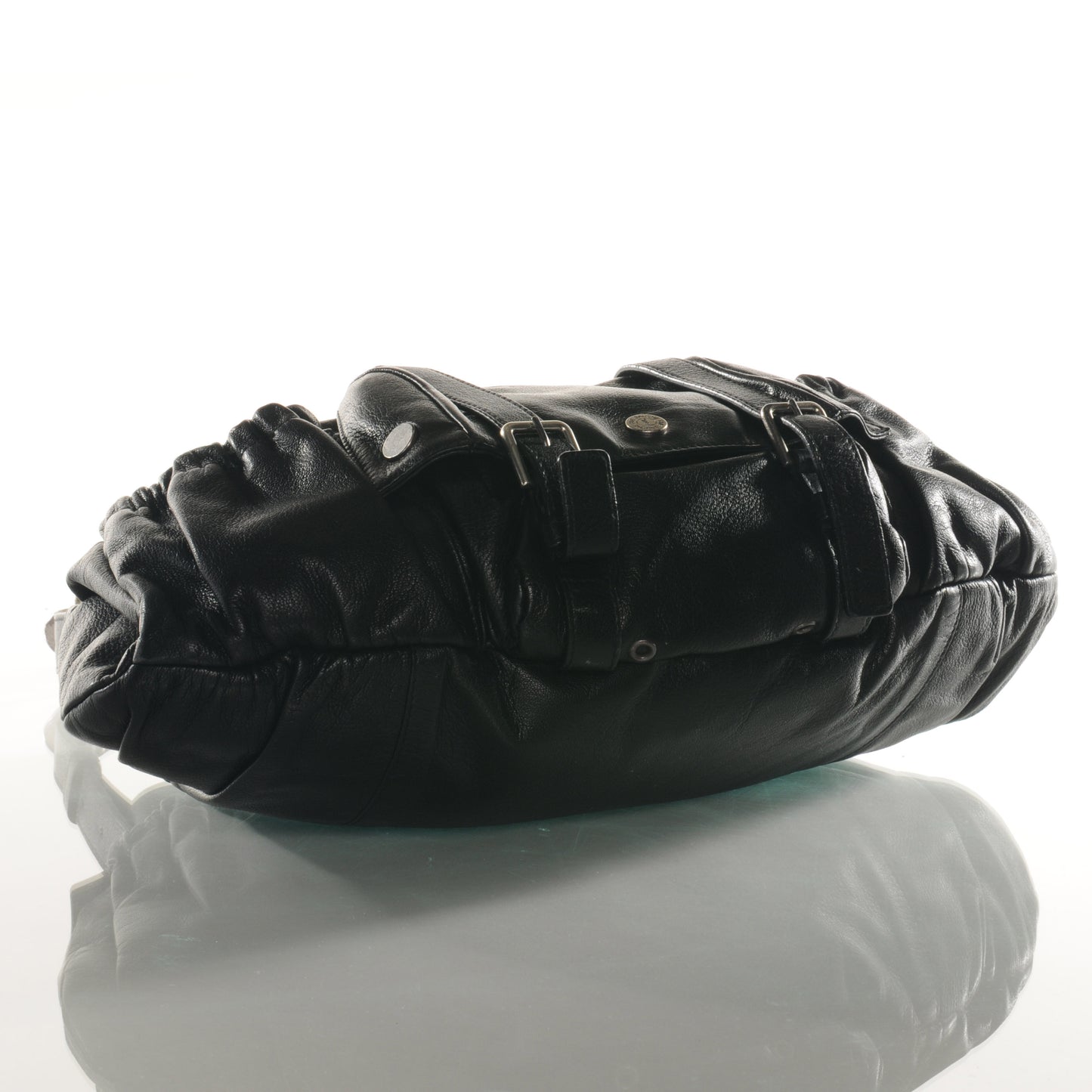 Leather Mala Mala Horn Bag Black