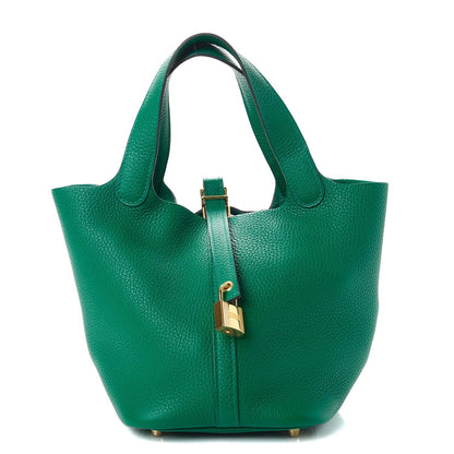 Hermes Taurillon Clemence Picotin Lock 18 PM Vert Vertigo 1 of 8