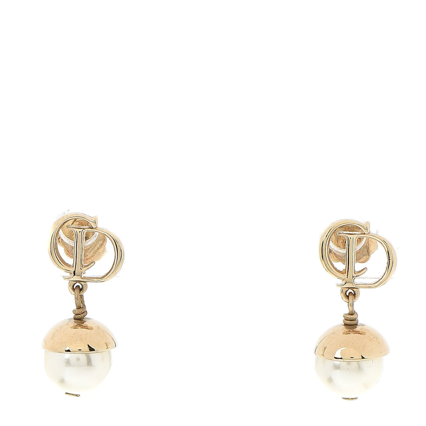 Pearl CD Drop Earrings Gold
