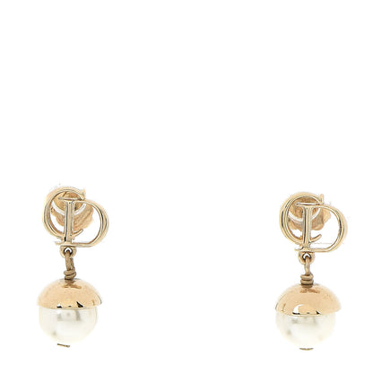 Christian Dior Pearl CD Drop Earrings Gold 1 of 5