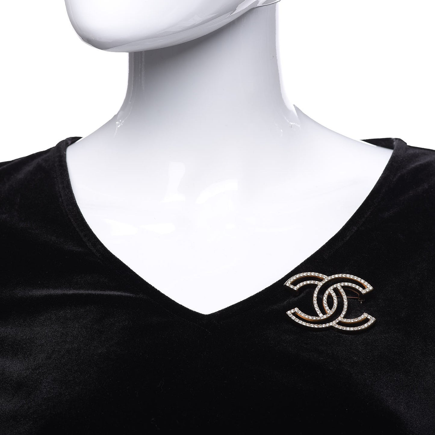 Crystal CC Brooch Gold