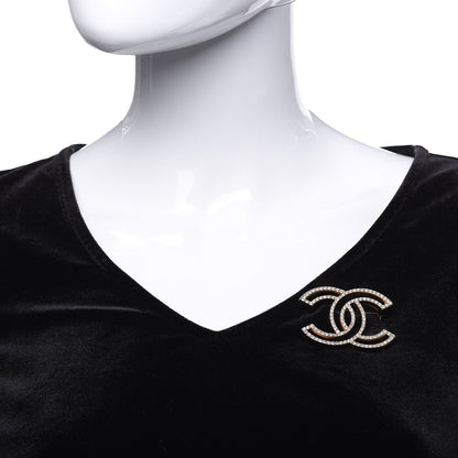 Chanel Crystal CC Brooch Gold 2 of 8