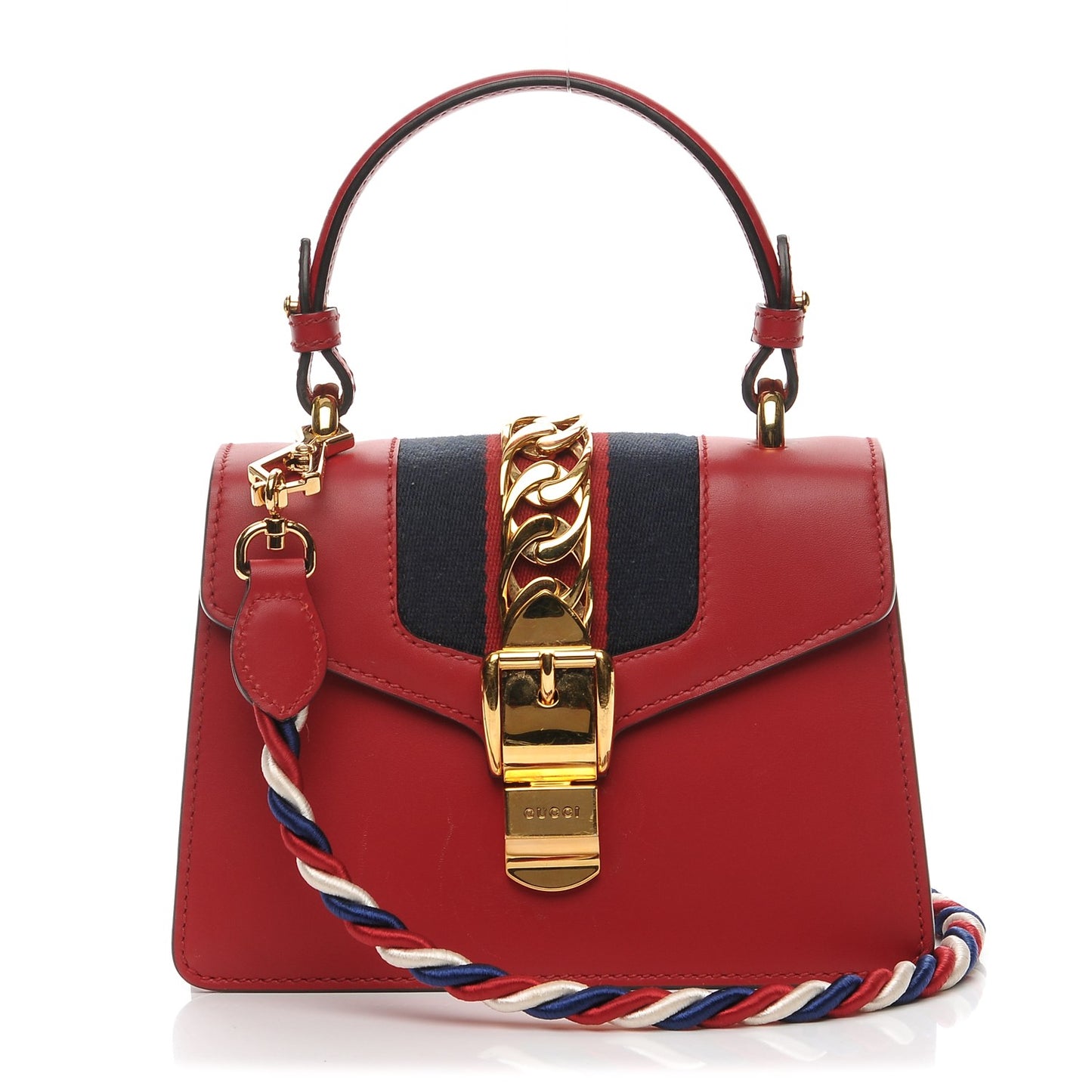 Calfskin Mini Sylvie Top Handle Bag Hibiscus Red