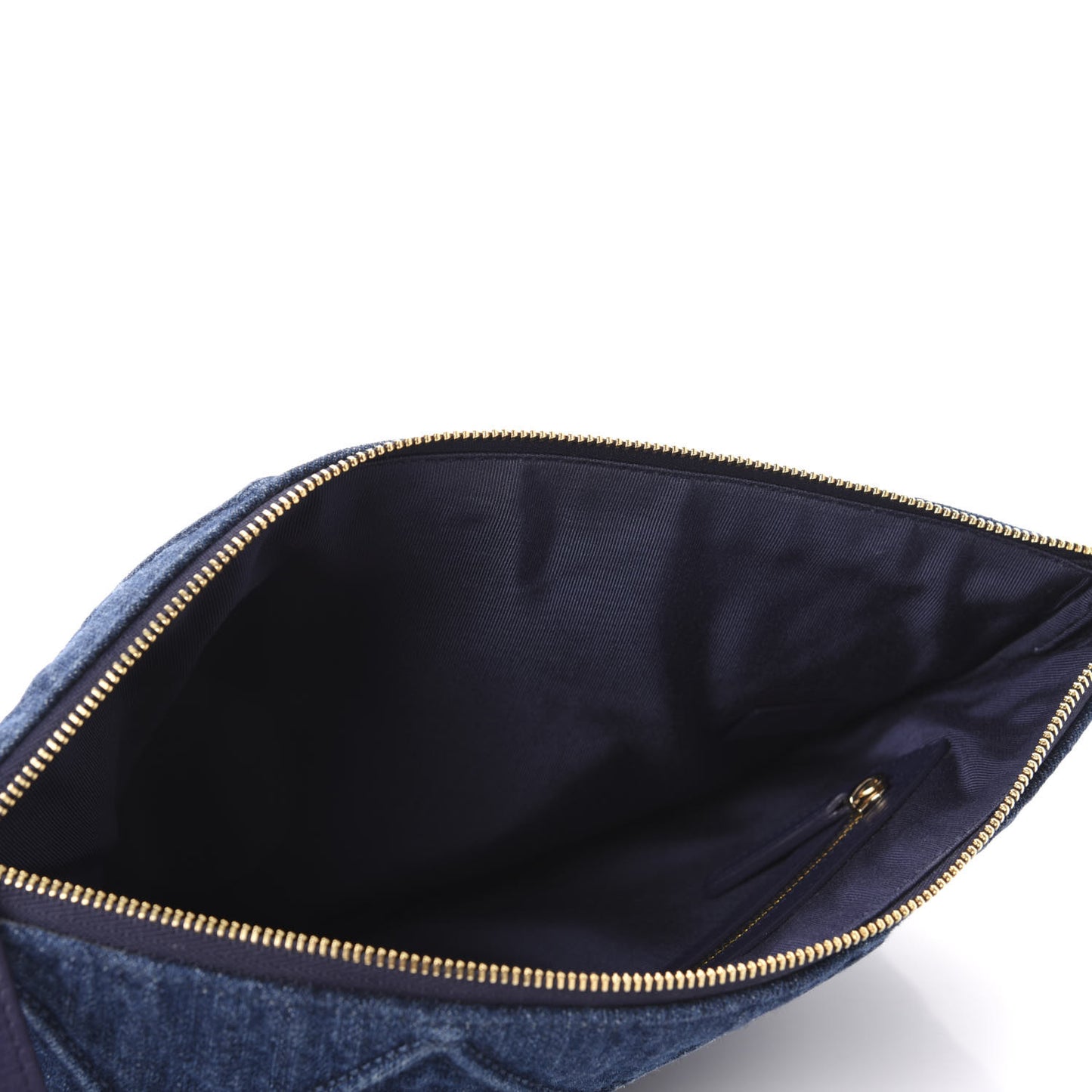 Denim Quilted Large 19 Cosmetic Case Blue