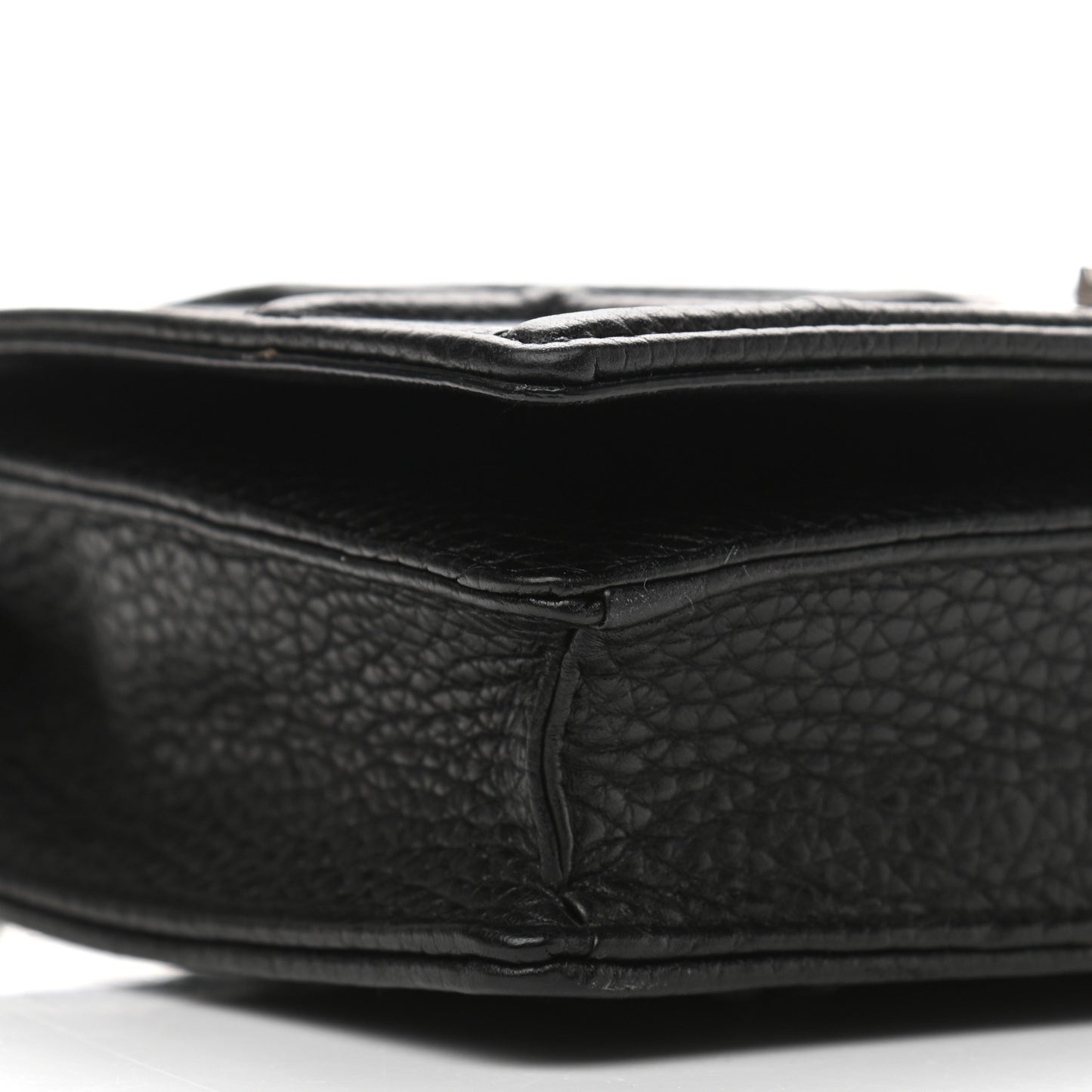 Grained Calfskin Diorama Wallet on Chain Pouch Black