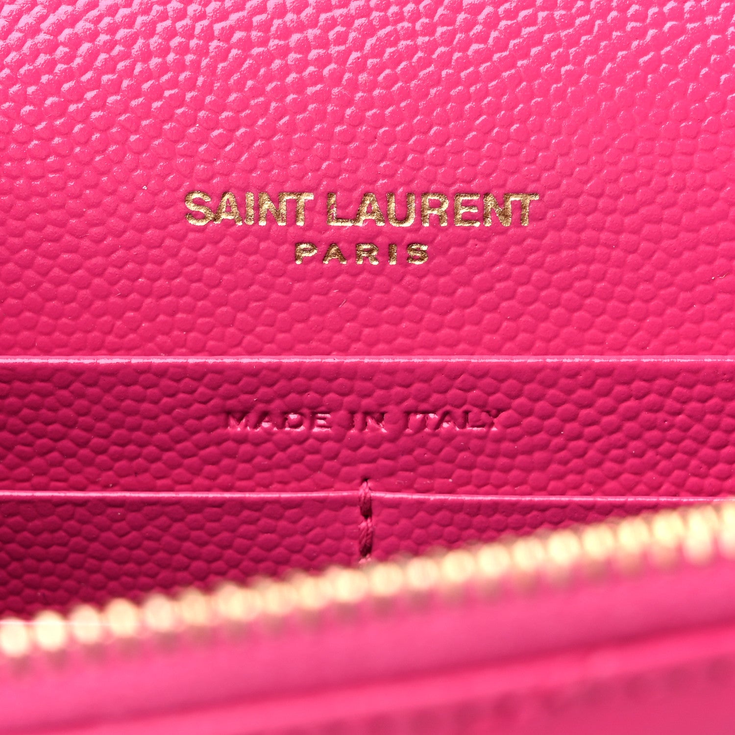 Saint Laurent Grain De Poudre Matelasse Chevron Monogram Envelope Chain Wallet Fresh Fuchsia 6 of 9