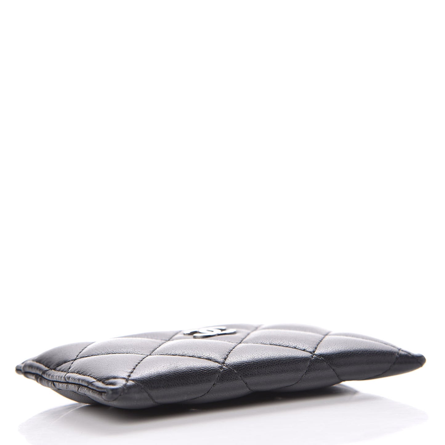 Lambskin Quilted Card Holder Black