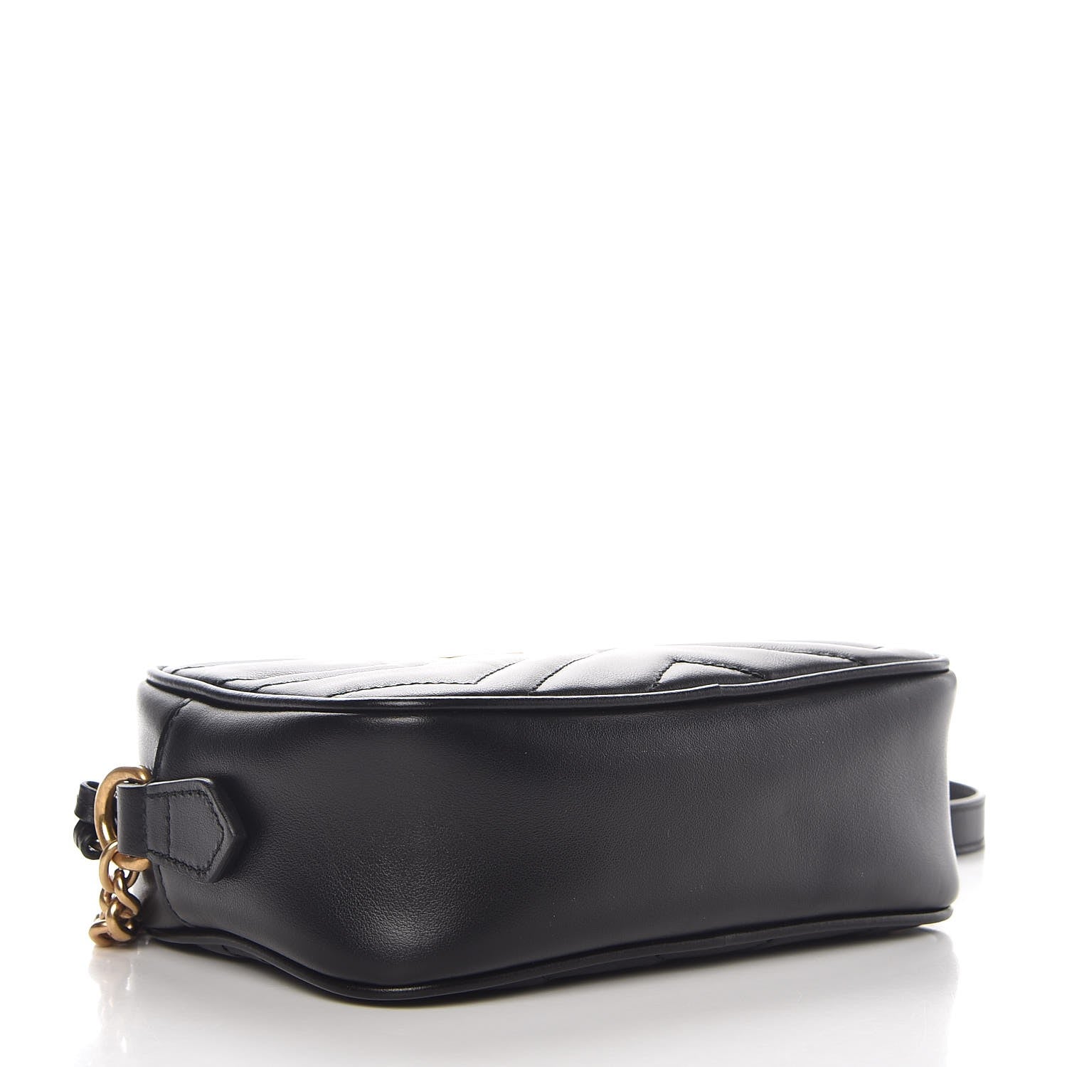 Gucci Calfskin Matelasse Mini GG Marmont Chain Shoulder Bag Black 4 of 7