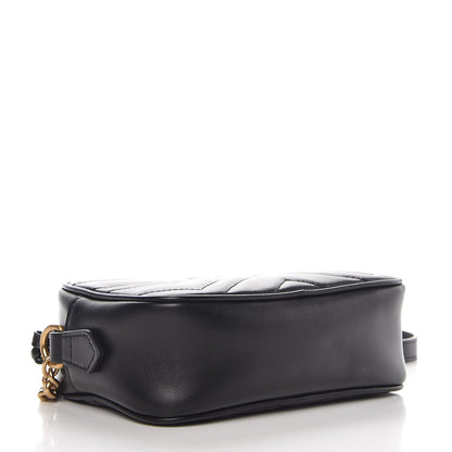Gucci Calfskin Matelasse Mini GG Marmont Chain Shoulder Bag Black 4 of 7