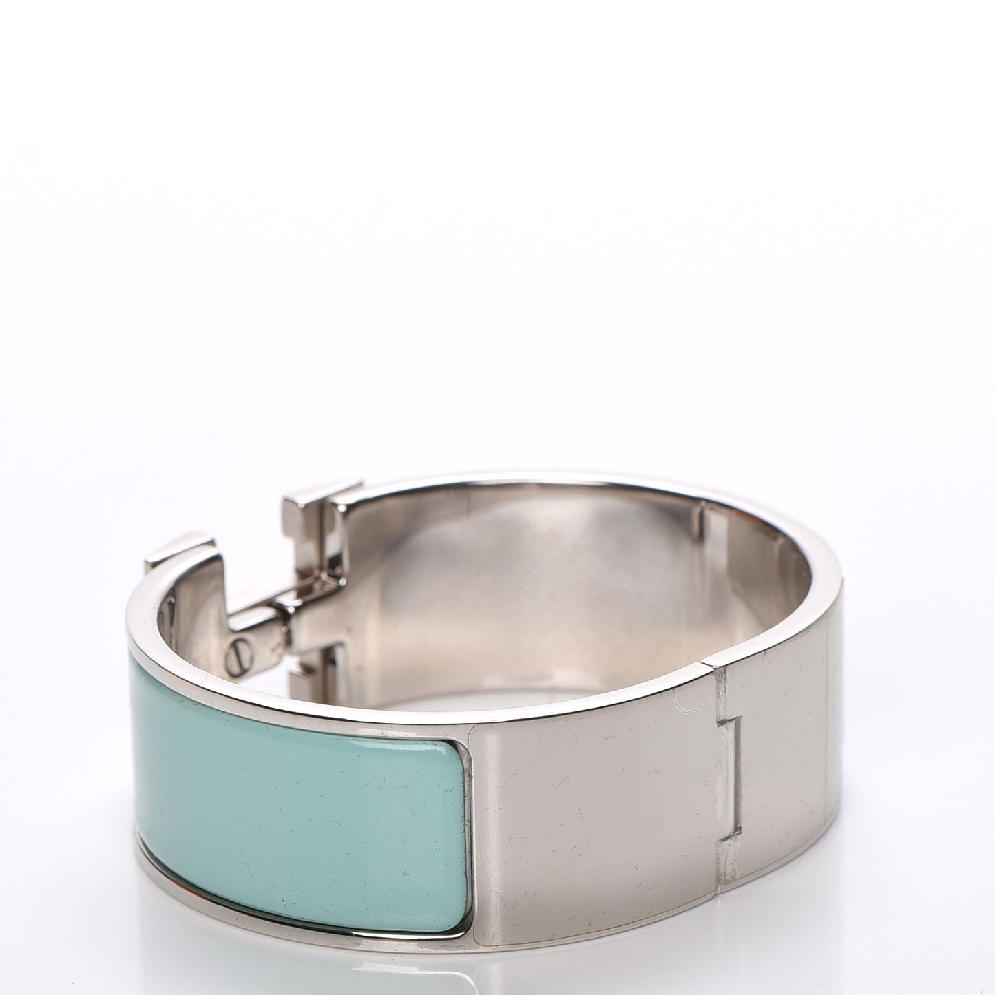 Enamel Wide Clic Clac H Bracelet PM Lagon White
