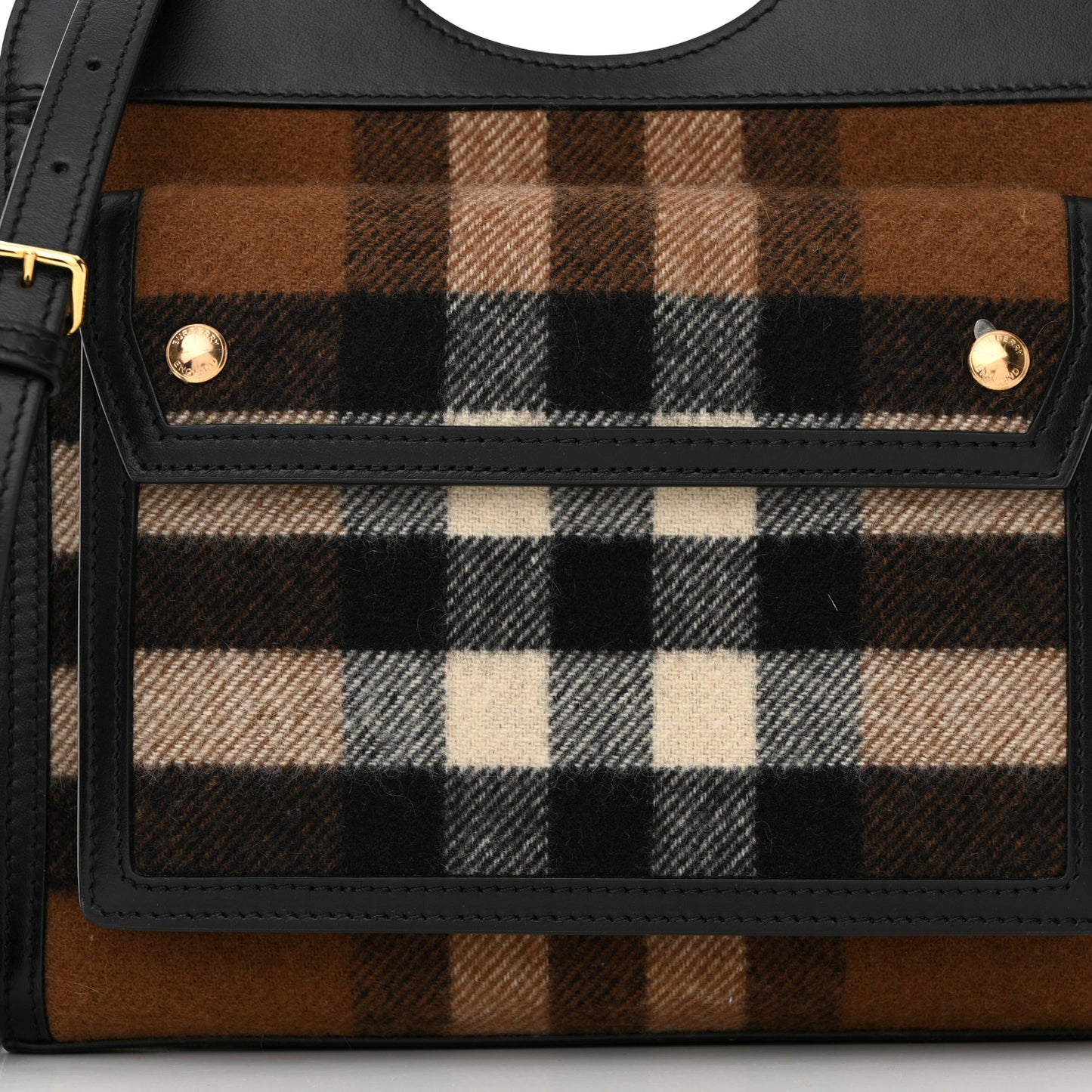 Smooth Calfskin Cashmere Check Mini Pocket Bag Brown