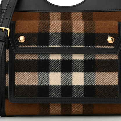Burberry Smooth Calfskin Cashmere Check Mini Pocket Bag Brown 7 of 10