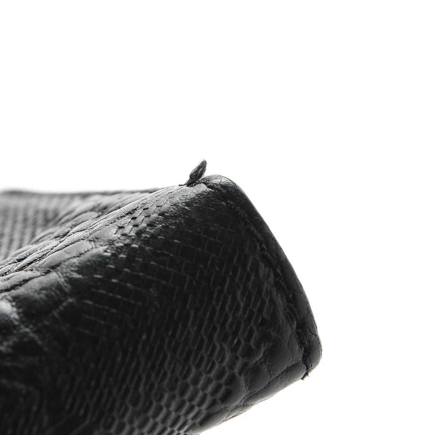 Grainy Calfskin Check Embossed Elmore Zip Around Wallet Black