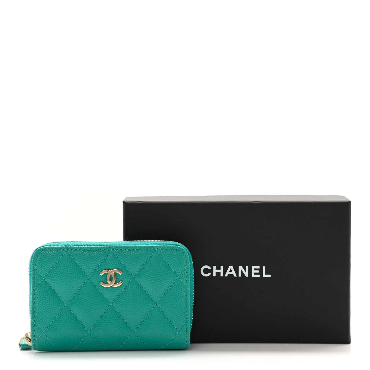 Chanel Caviar Quilted Zip Coin Purse Turquoise 9 of 9