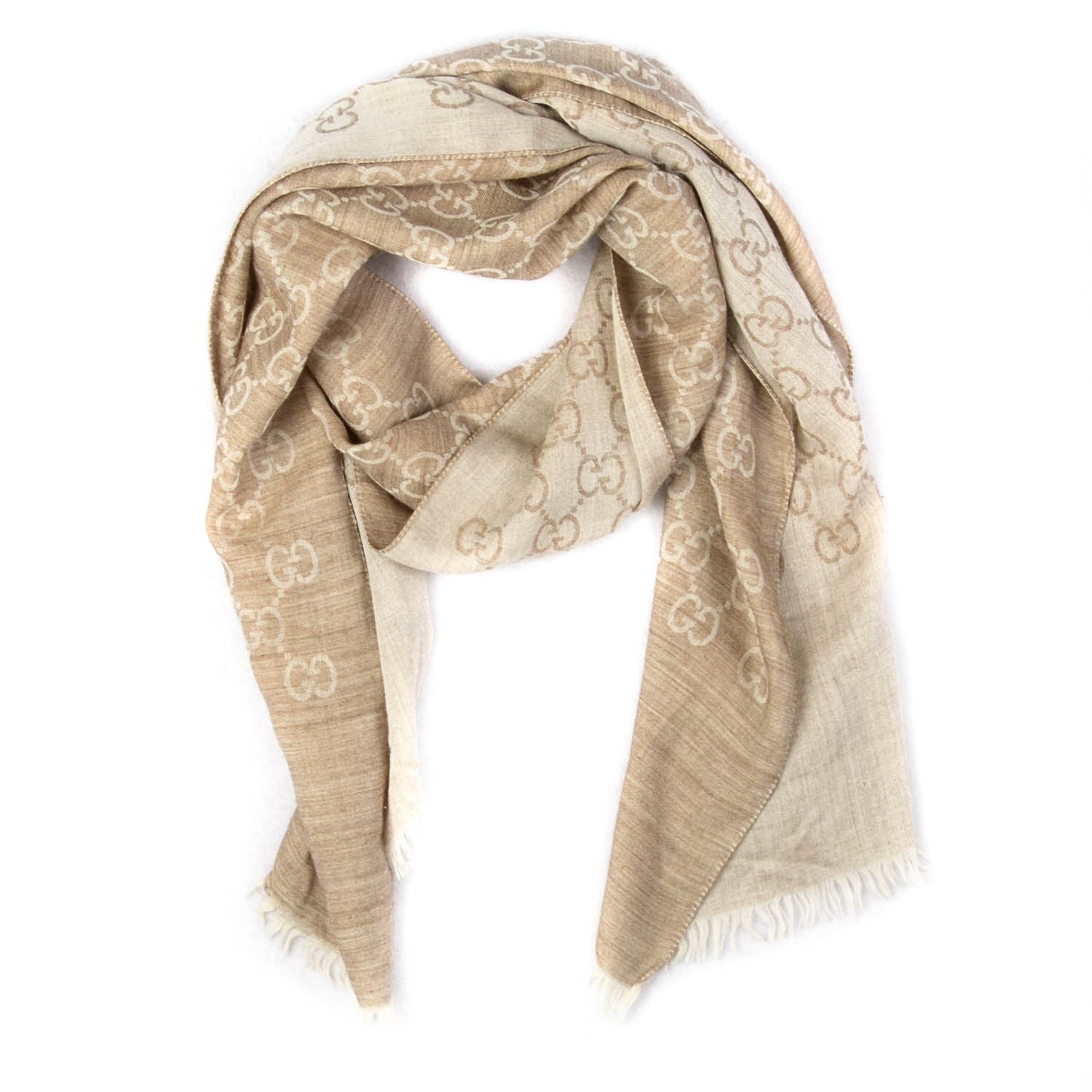 Wool Silk GG Monogram GGNat Plus Scarf Sand
