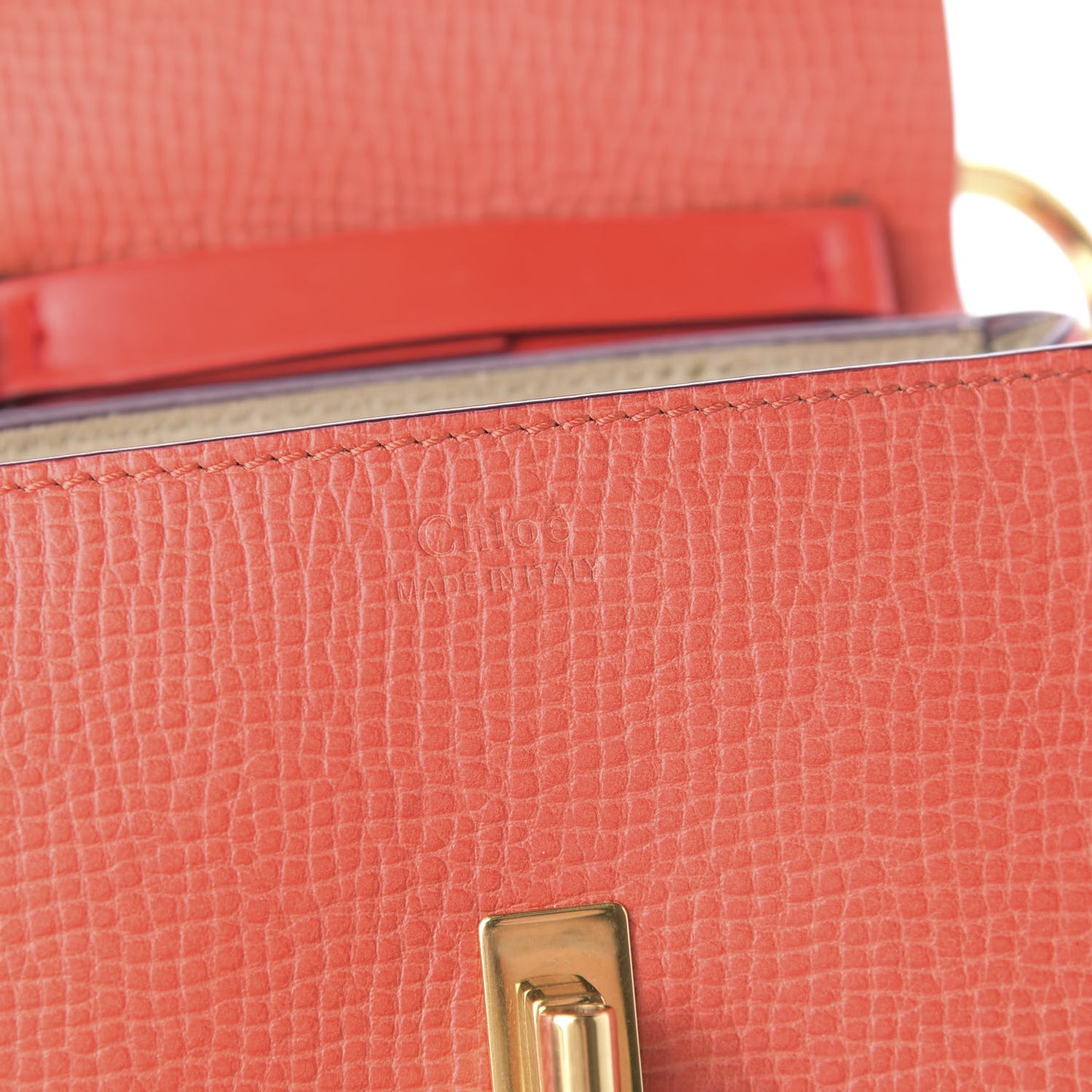 Grained Calfskin Lambskin Nano Drew Shoulder Bag Coral Pop