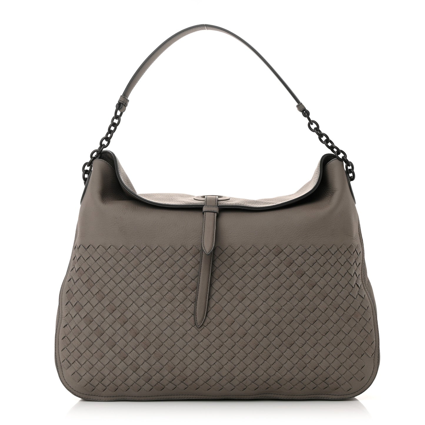 Cervo Intrecciato Flap Top Hobo Steel