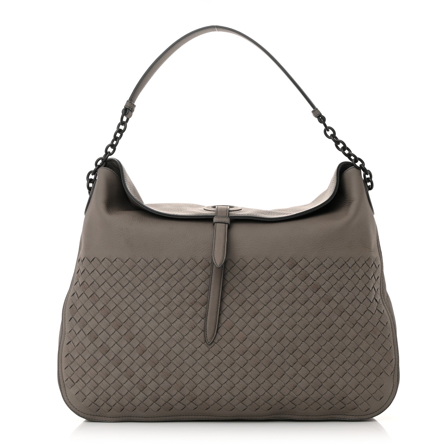 Bottega Veneta Cervo Intrecciato Flap Top Hobo Steel 1 of 16