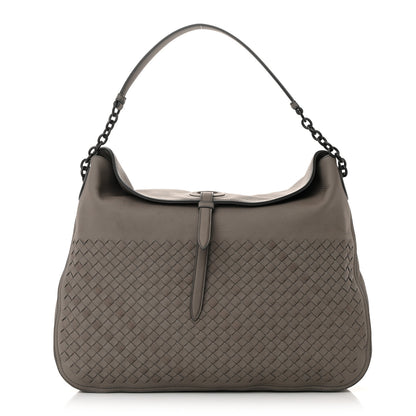 Bottega Veneta Cervo Intrecciato Flap Top Hobo Steel 1 of 16