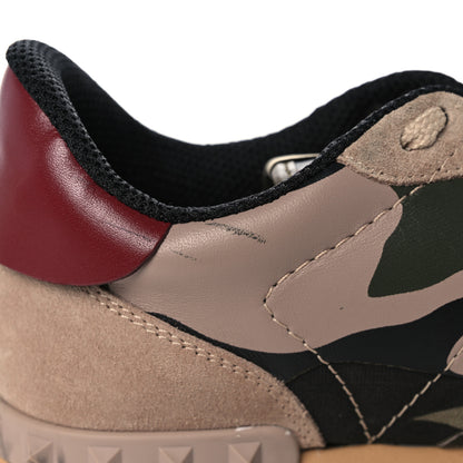 Valentino Garavani Nappa Suede Camouflage Womens Rockrunner Sneakers 38.5 Army Green Beige 10 of 13