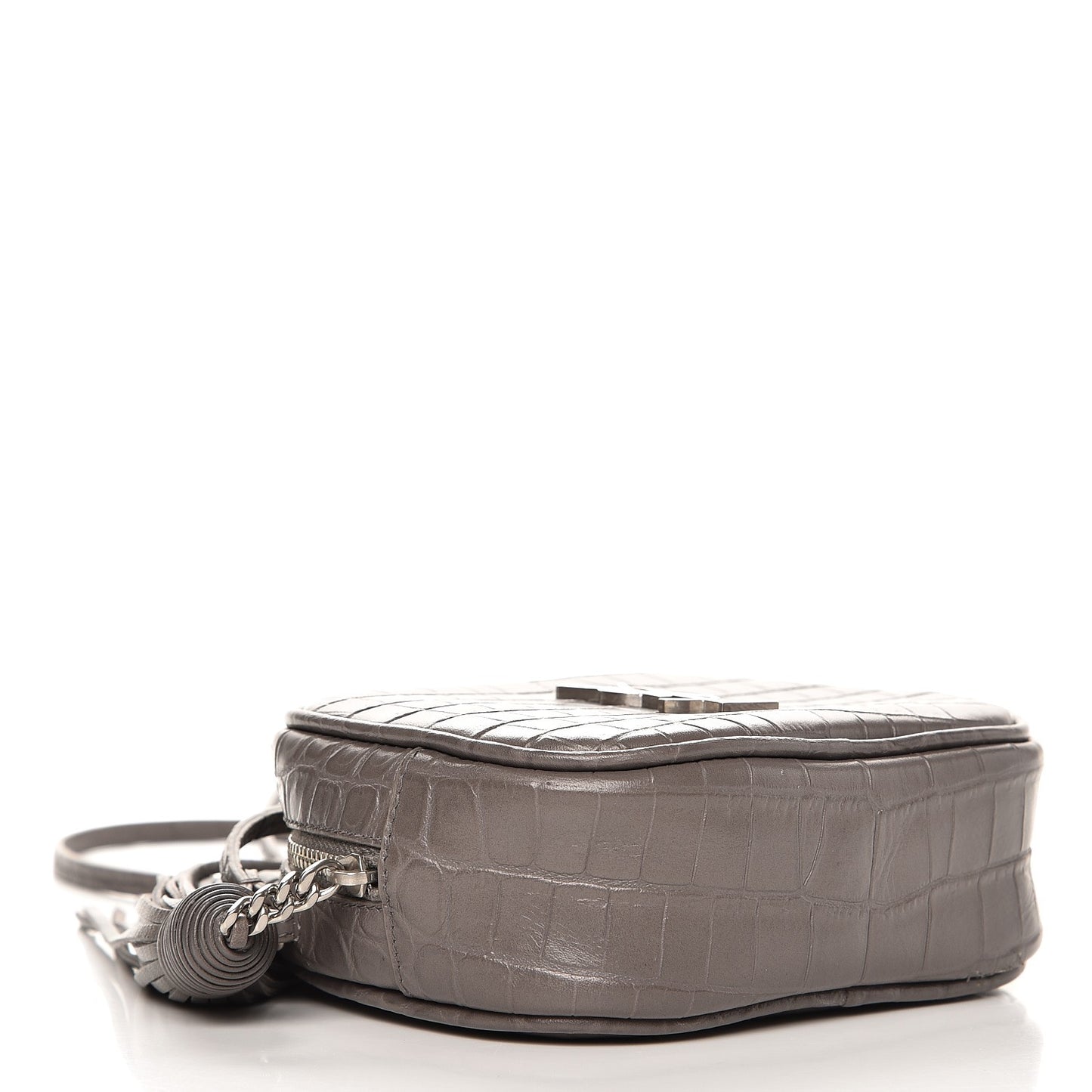 Calfskin Crocodile Embossed Monogram Blogger Bag Fog