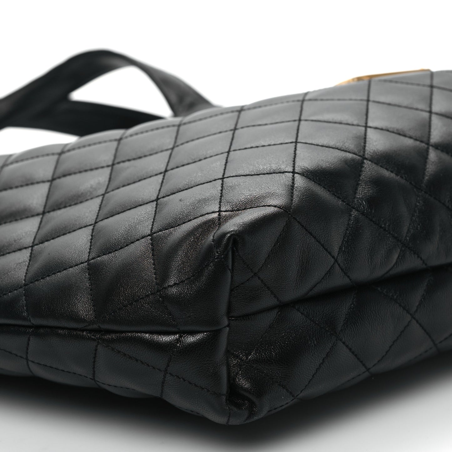 Lambskin Quilted Maxi Icare Shopping Tote Black