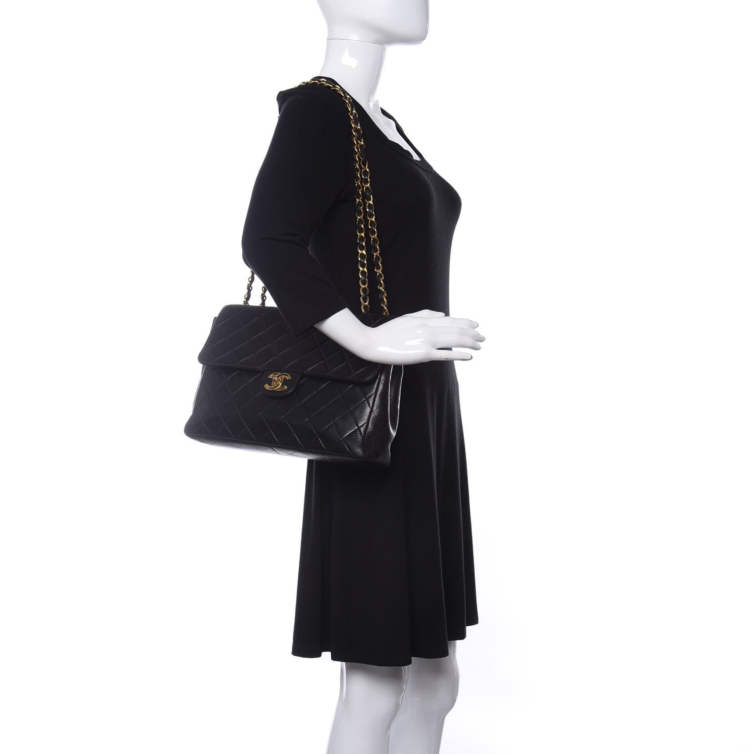 Chanel Lambskin Quilted XL Jumbo Single Flap Black 2 of 10