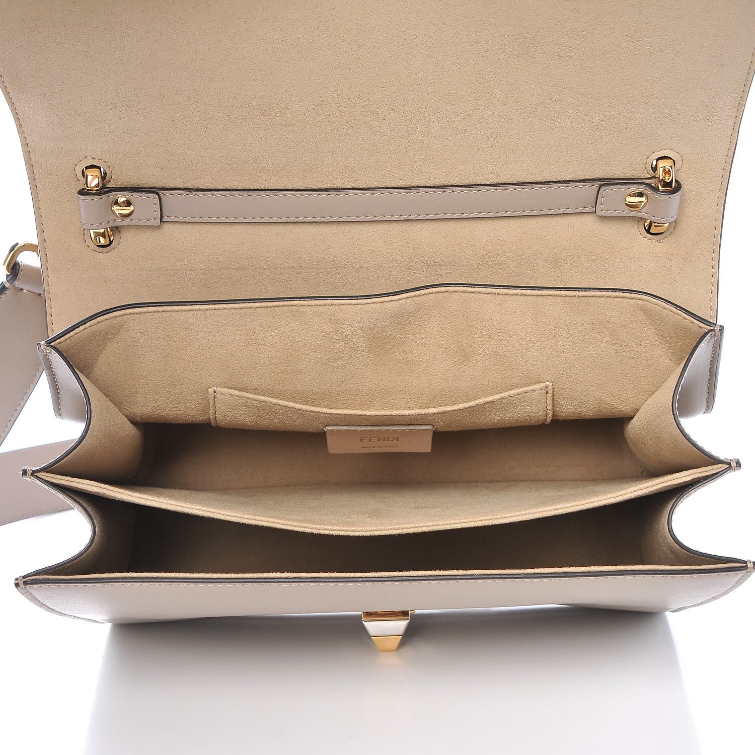 Fendi Vitello Liberty FF 1974 Embossed Kan I Shoulder Bag Tortora 6 of 8