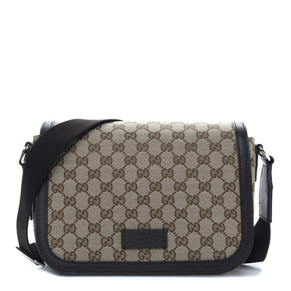 Gucci Monogram Flap Messenger Bag Beige Dark Brown 1 of 9