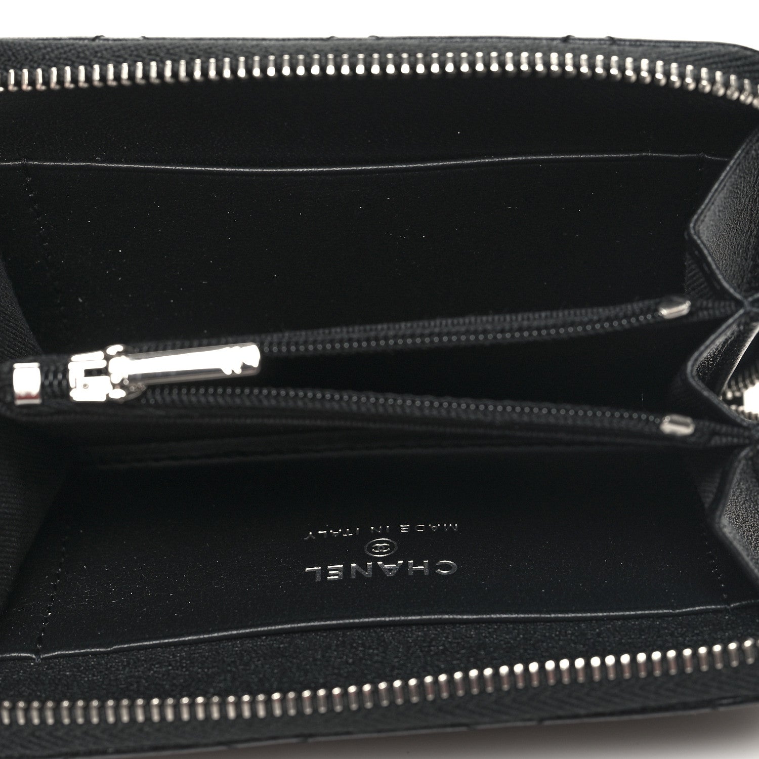 Chanel Lambskin Crystal Star Quilted Studded CC Zip Around Card Holder Wallet Black 5 of 8