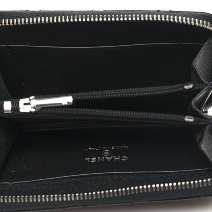 Chanel Lambskin Crystal Star Quilted Studded CC Zip Around Card Holder Wallet Black 5 of 8