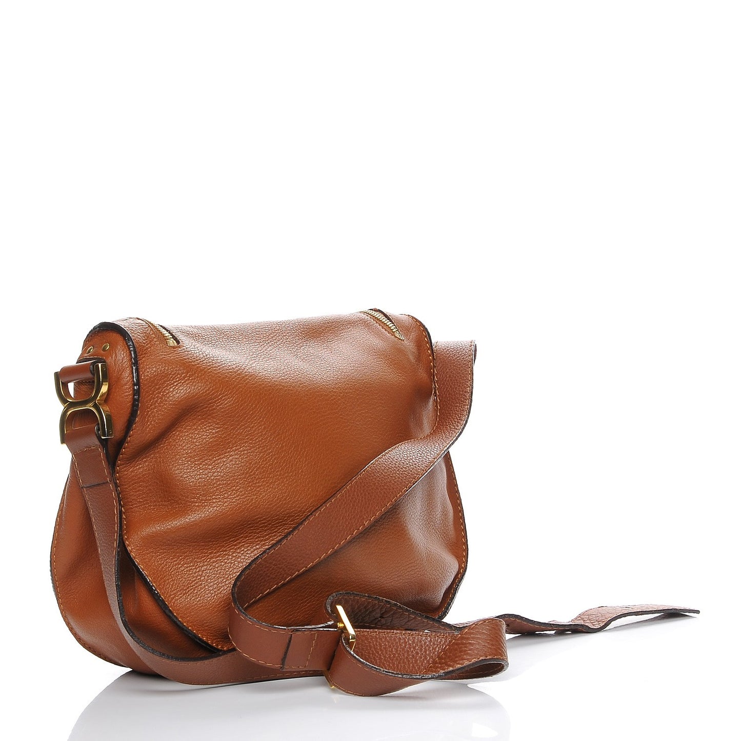 Calfskin Medium Marcie Round Crossbody Bag Tan