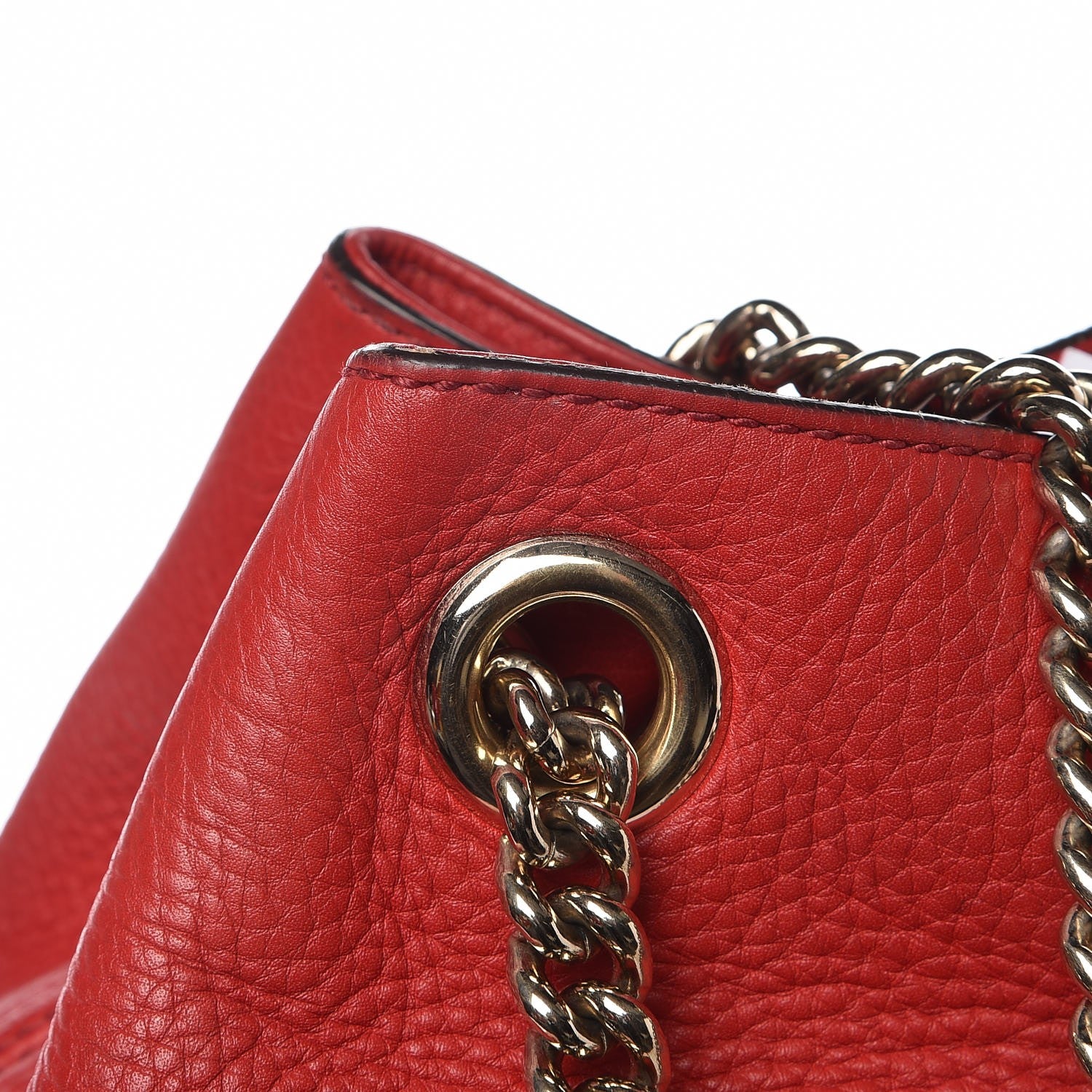 Gucci Pebbled Calfskin Medium Soho Chain Shoulder Bag Tabasco Red 17 of 17