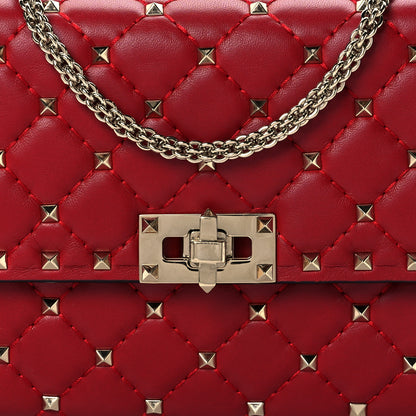 Valentino Garavani Lambskin Rockstud Spike Wallet on Chain Red 9 of 9