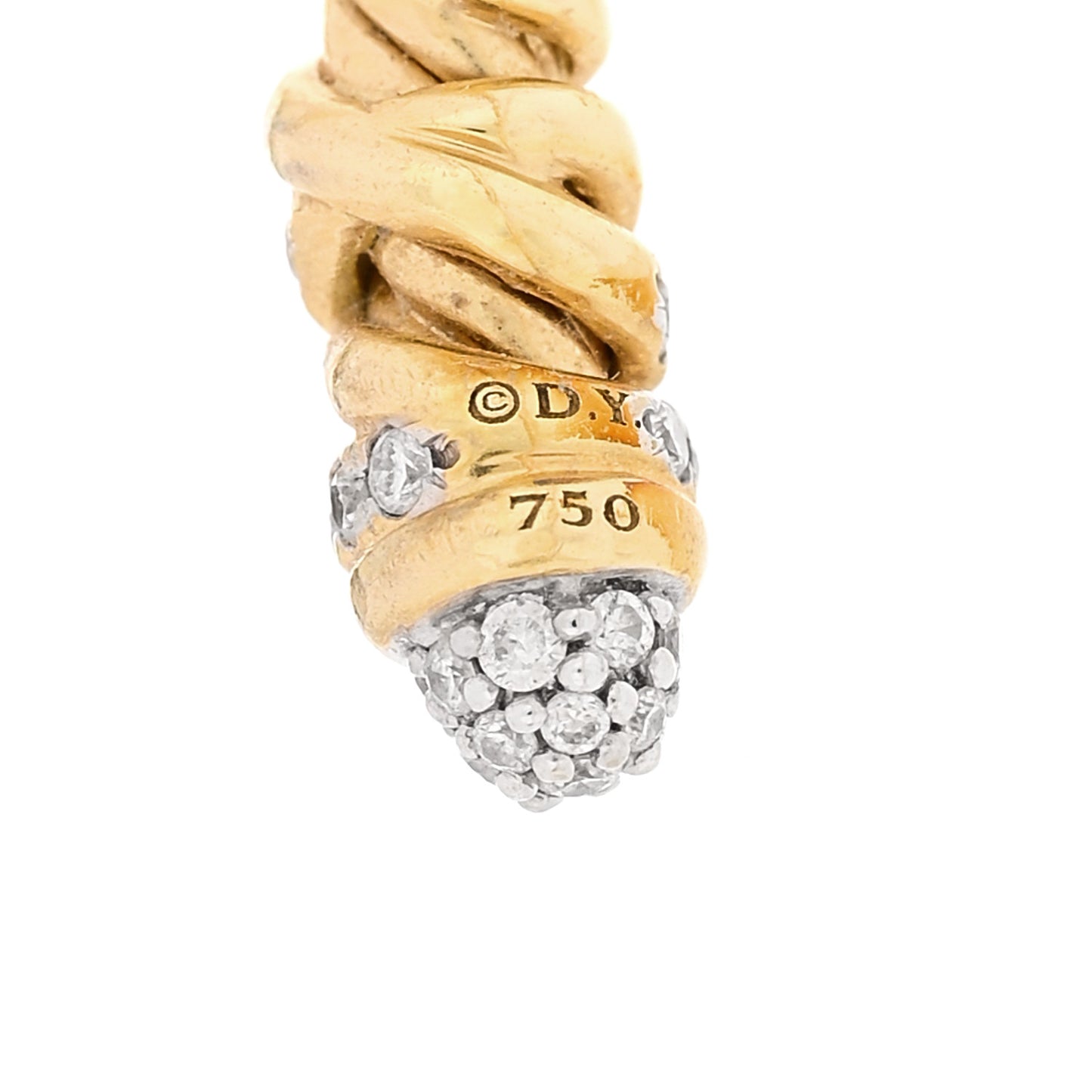 18K Yellow Gold Diamond 3mm Petite Helena Cuff Bracelet