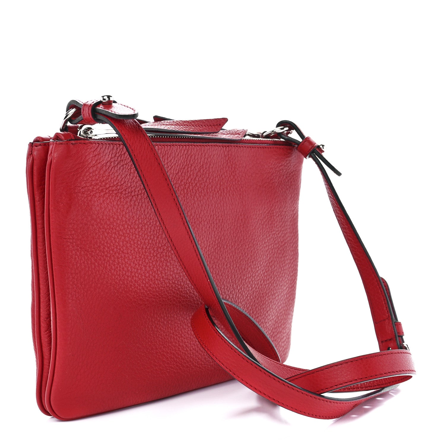 Prada Vitello Phenix Double Zip Crossbody Bag Rosso 3 of 12