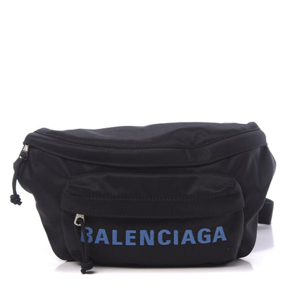 Balenciaga Recycled Sport Nylon Logo Embroidered Wheel Beltpack Black Blue 1 of 10