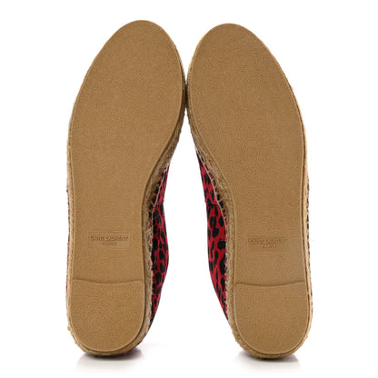 Saint Laurent Canvas Leopard Print Espadrilles 38 Red Black 5 of 10