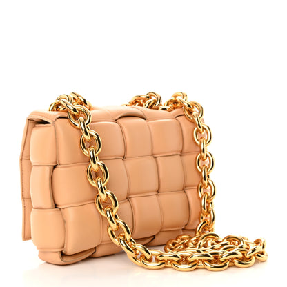 Bottega Veneta Lambskin Maxi Intreccio Padded Chain Cassette Crossbody Bag Almond 3 of 16