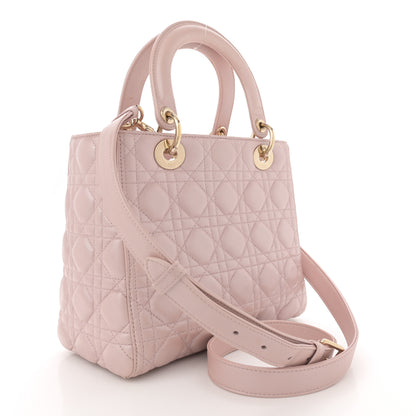 Christian Dior Pearly Lambskin Cannage Medium Lady Dior Lotus 3 of 12