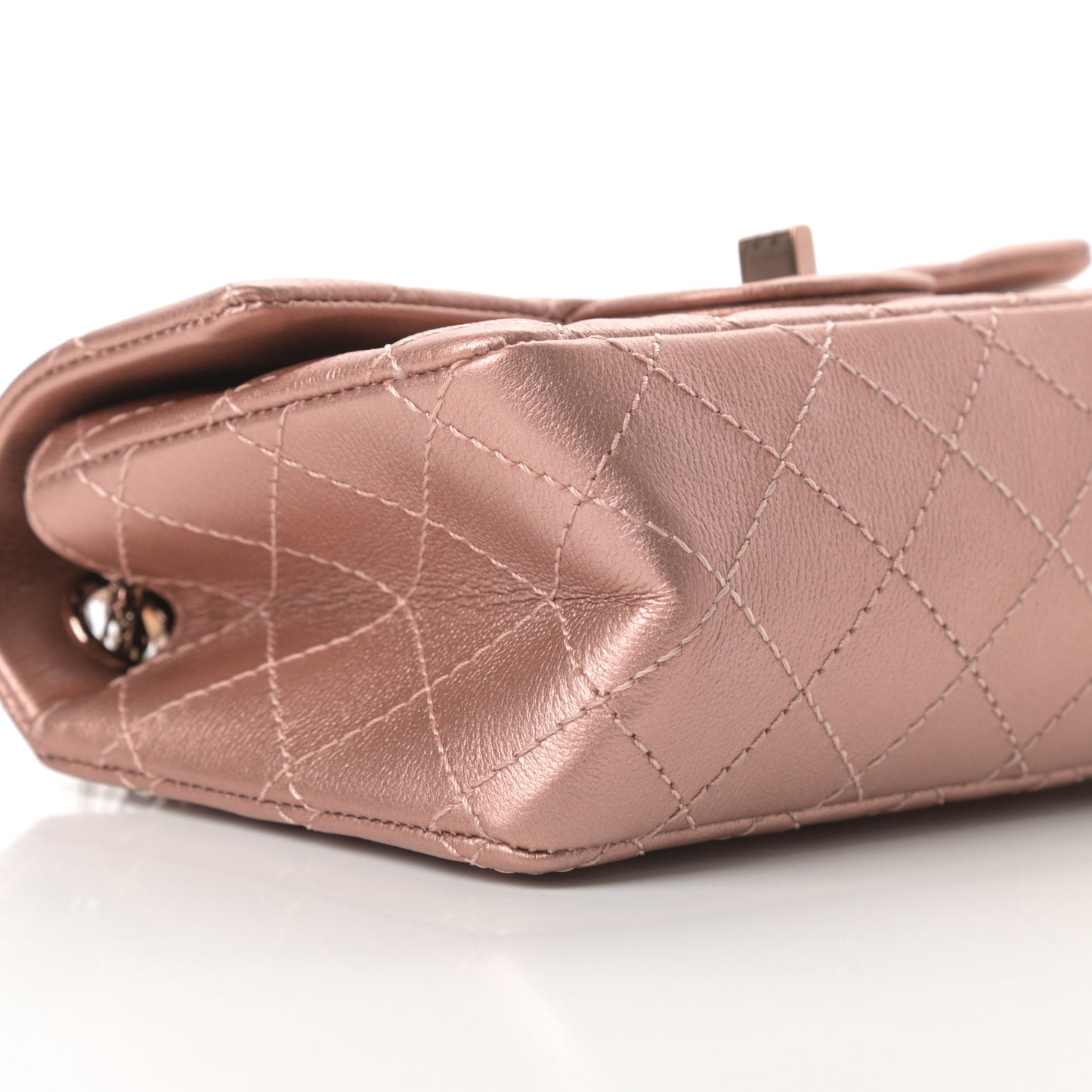 Metallic Grained Calfskin Quilted 2.55 Reissue Mini Flap Copper Pink