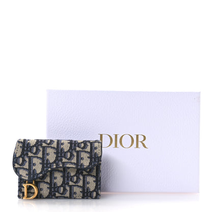 Christian Dior Oblique Saddle Card Holder Blue 8 of 8