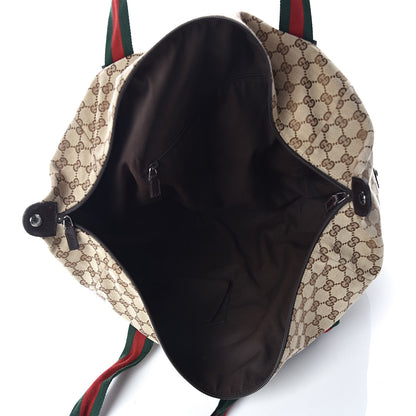 Gucci GG Monogram Web Medium Collapsible Carry On Duffle Beige Brown 5 of 10