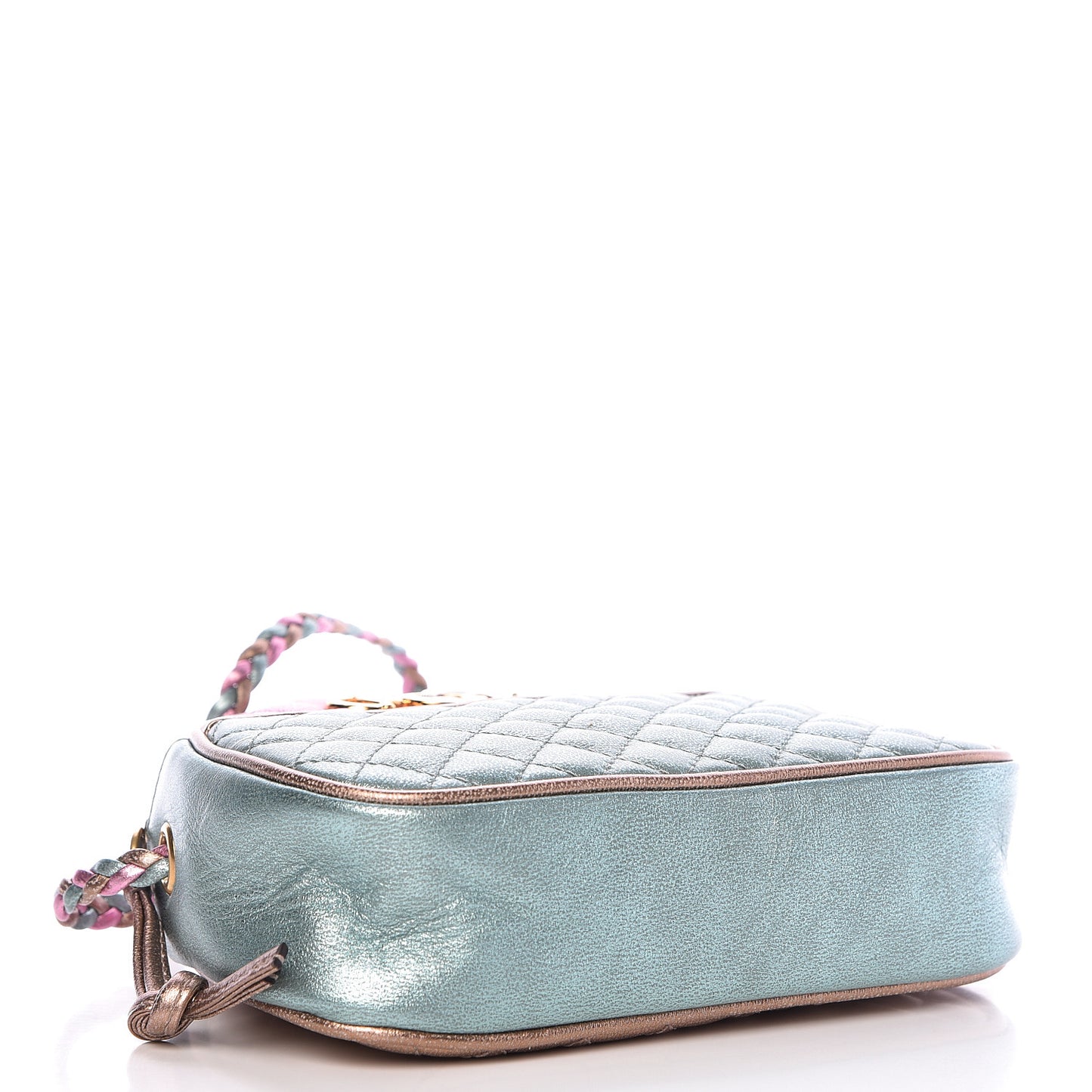 Laminated Nappa Trapuntata Mini Zumi Dome Shoulder Bag Rosa Lago Rame