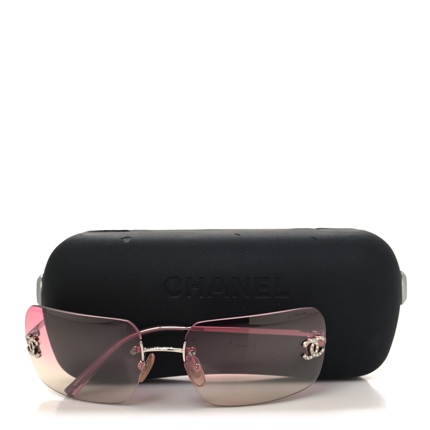 Metal Crystal CC Logo Sunglasses 4017-D Pink