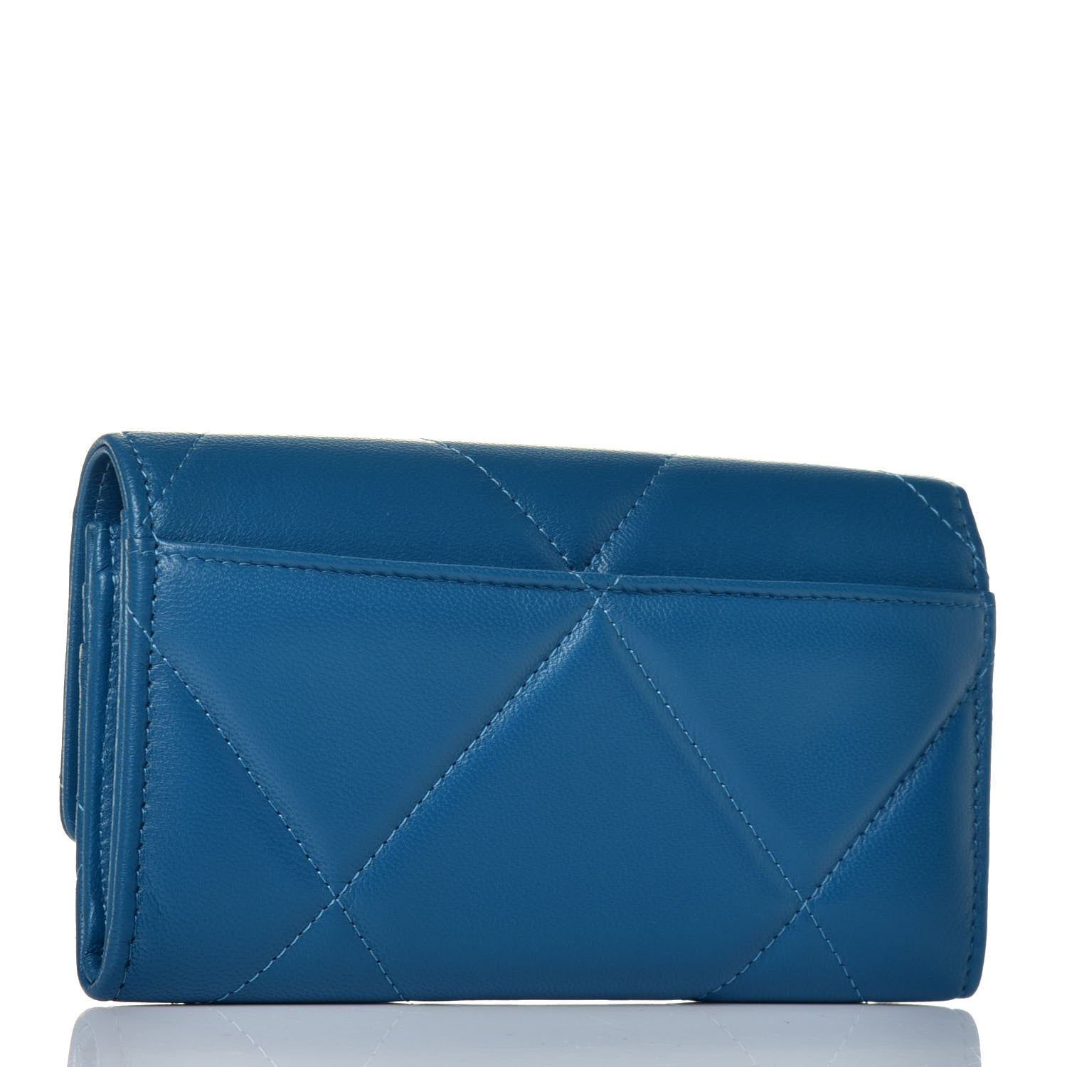 Chanel Goatskin Quilted Chanel 19 Flap Wallet Turquoise 3 of 9