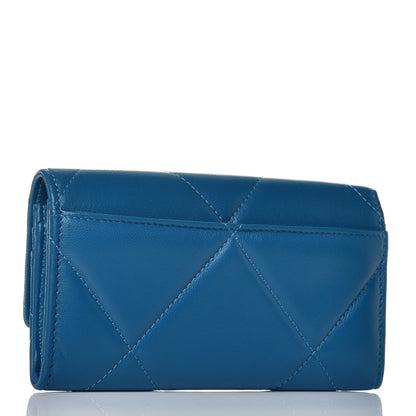 Chanel Goatskin Quilted Chanel 19 Flap Wallet Turquoise 3 of 9