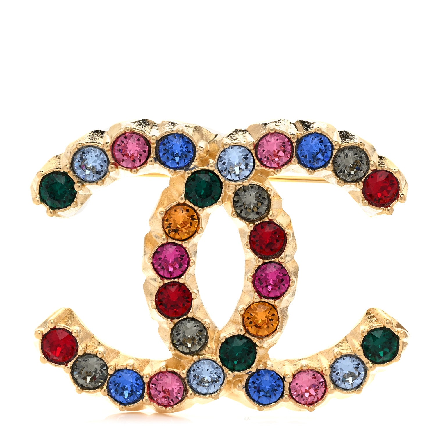 Chanel Crystal Over The Rainbow CC Brooch Gold Multicolor 1 of 4
