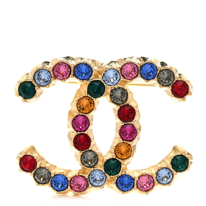 Chanel Crystal Over The Rainbow CC Brooch Gold Multicolor 1 of 4
