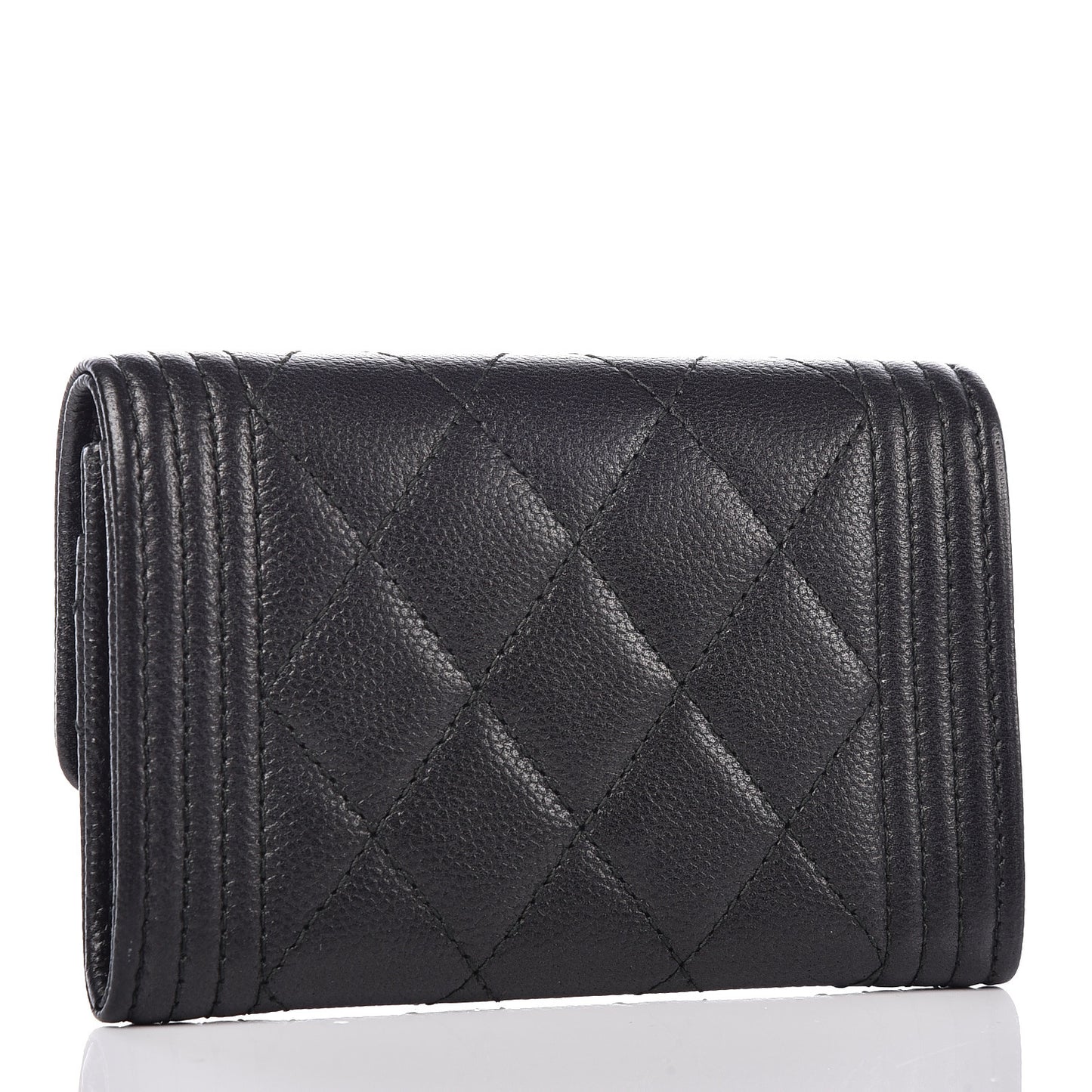 Caviar Quilted Boy Flap Card Holder So Black